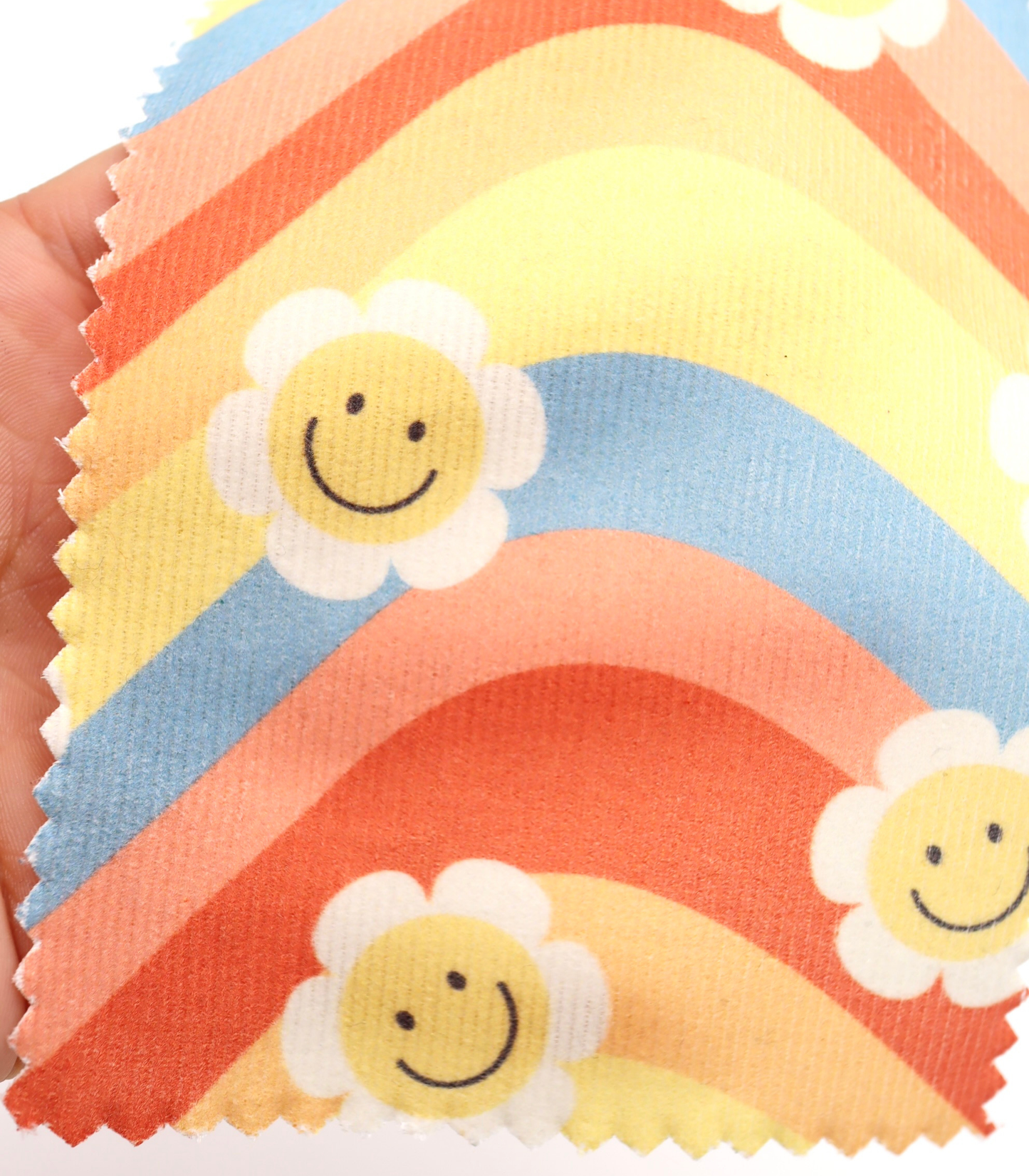 【25SS-119】レインボー×レトロフラワープリントコーデュロイ　/0.5ｙあたり=～880円