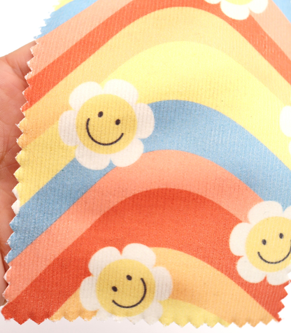 【25SS-119】レインボー×レトロフラワープリントコーデュロイ　/0.5ｙあたり=～880円