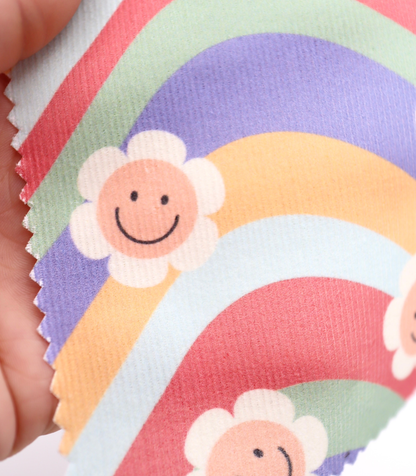 【25SS-119】レインボー×レトロフラワープリントコーデュロイ　/0.5ｙあたり=～880円