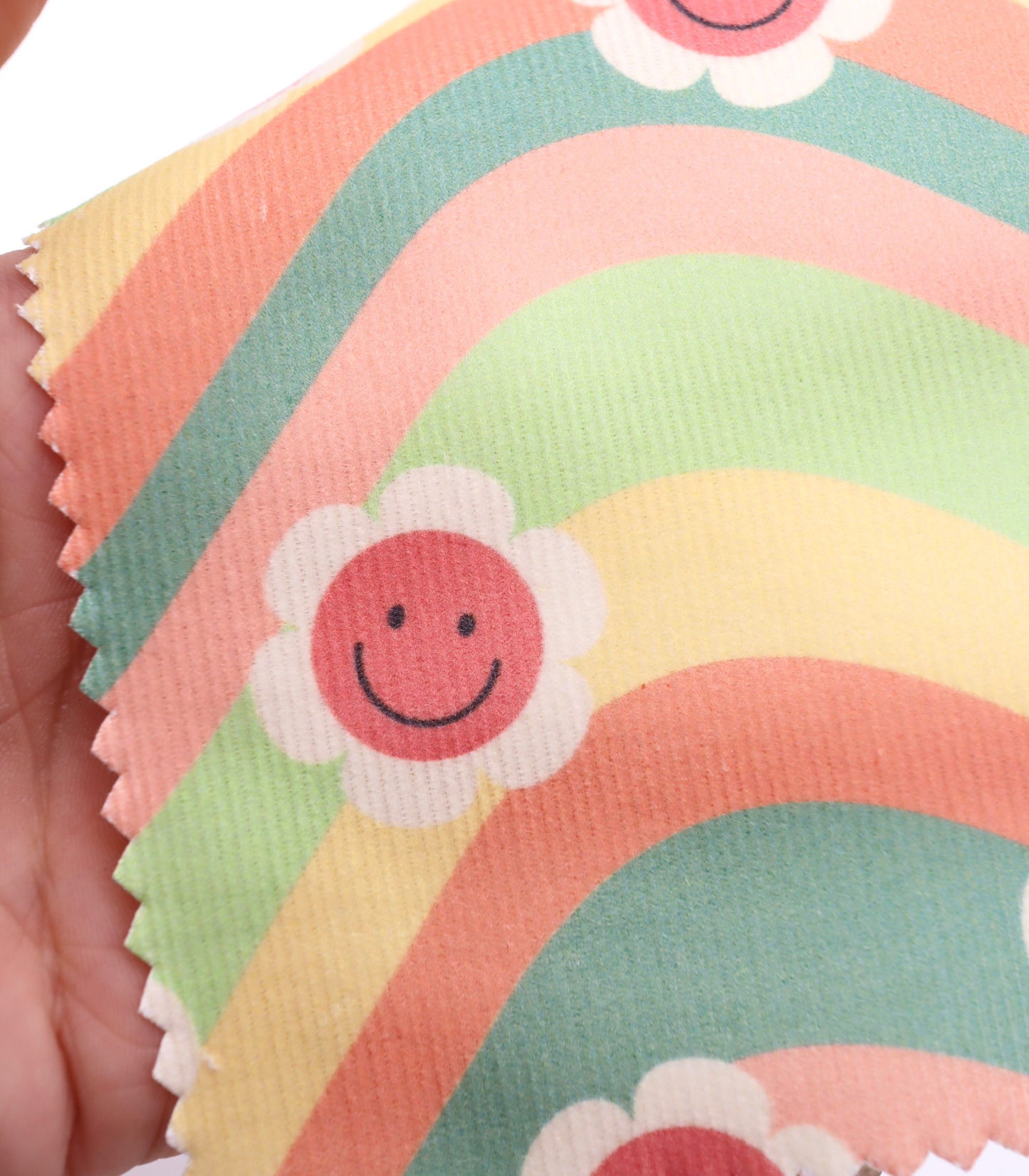 【25SS-119】レインボー×レトロフラワープリントコーデュロイ　/0.5ｙあたり=～880円