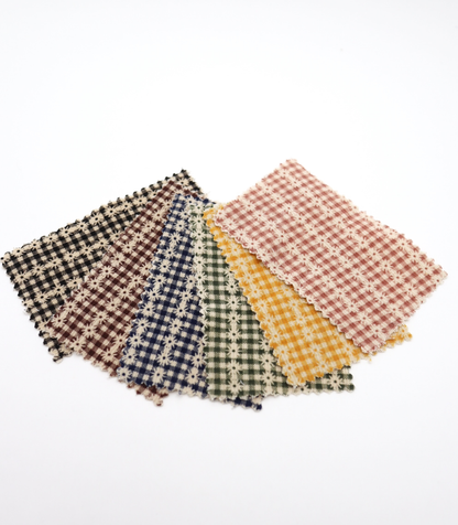 【25SS-129】小花ストライプ×ギンガムチェックプリントコーデュロイ　/0.5ｙあたり=～860円