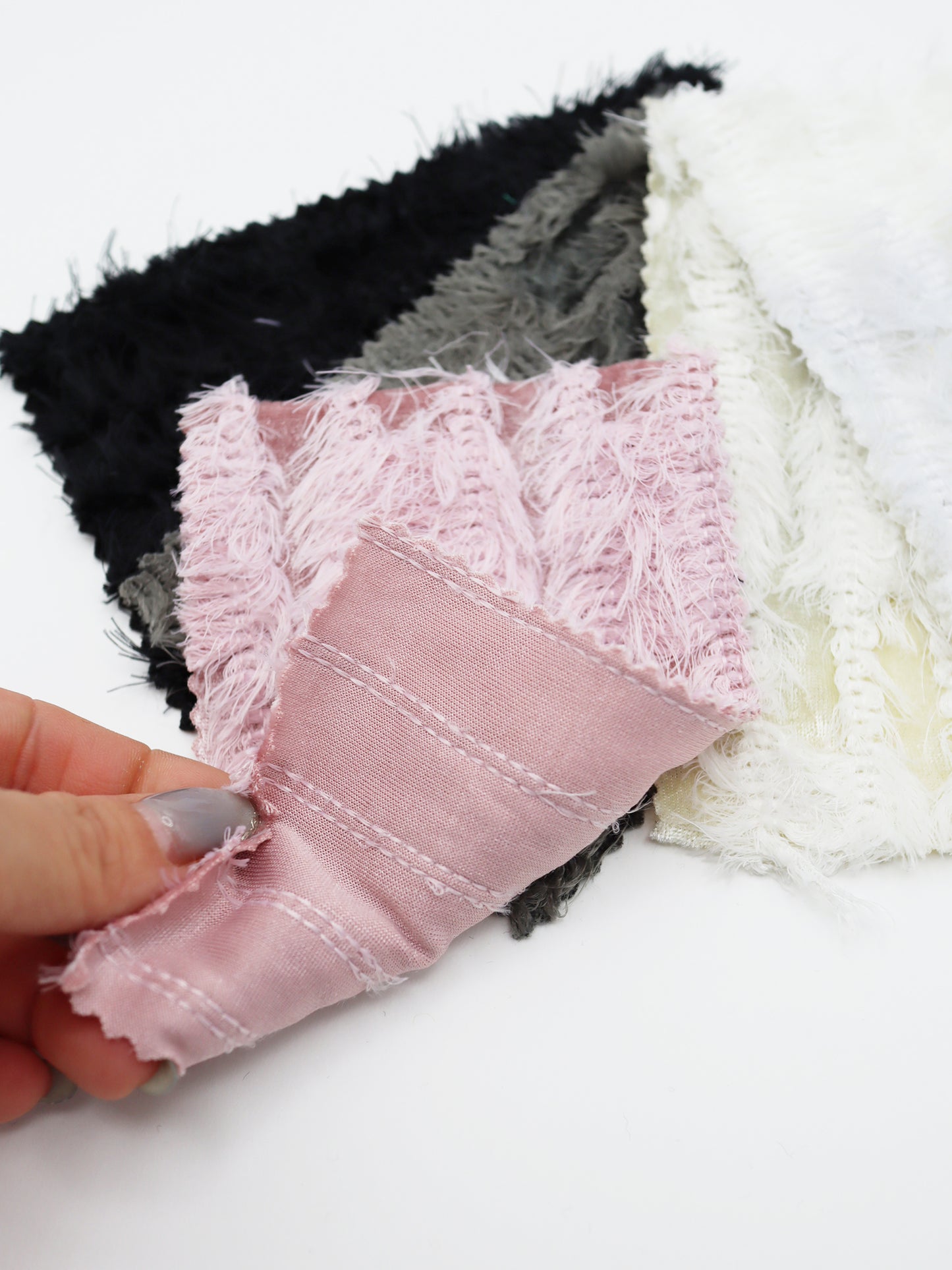 【25SS-168】ふわふわシャギーストライプベロアニット　/0.5ｙあたり = ～1315円