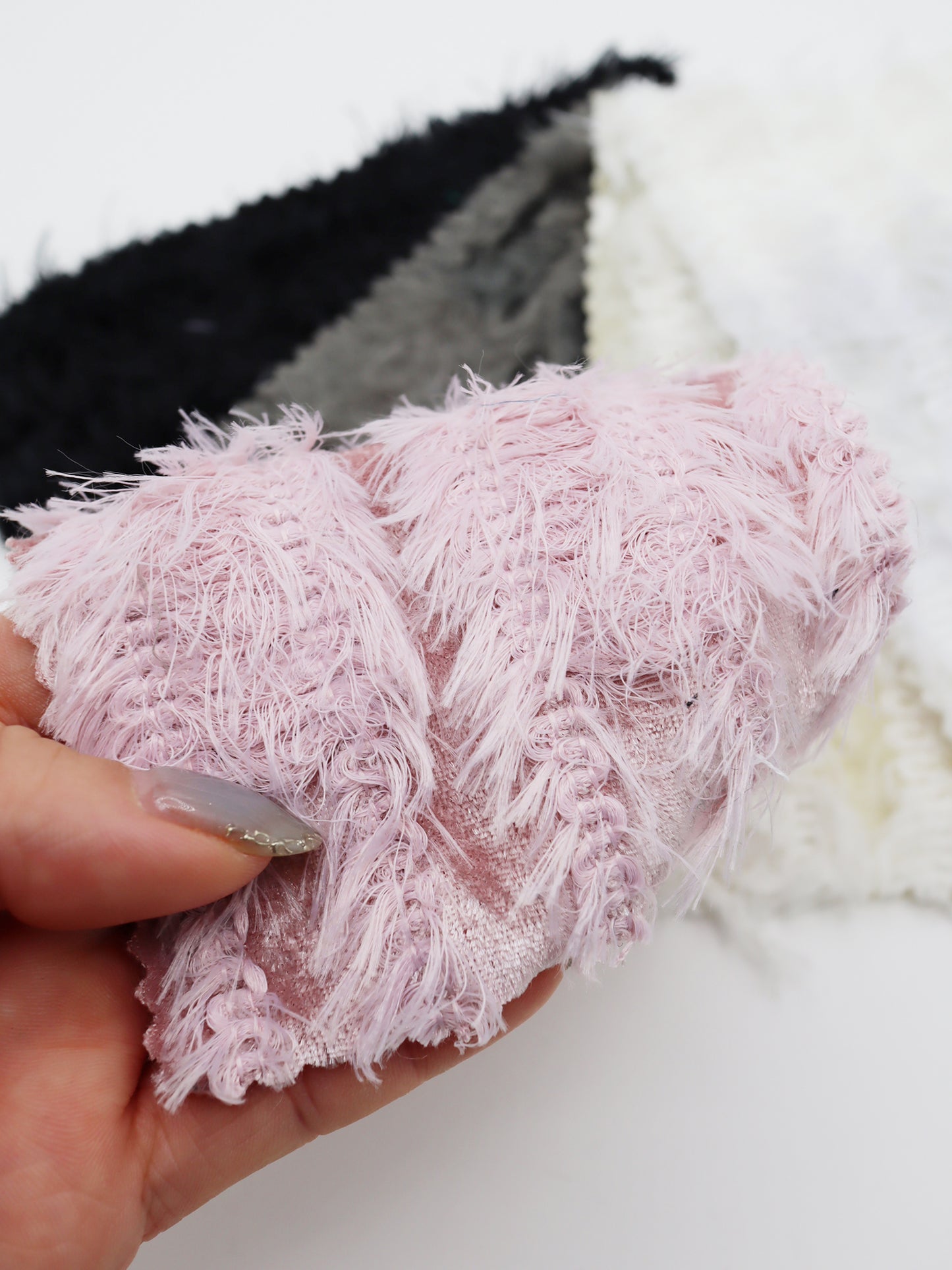 【25SS-168】ふわふわシャギーストライプベロアニット　/0.5ｙあたり = ～1315円