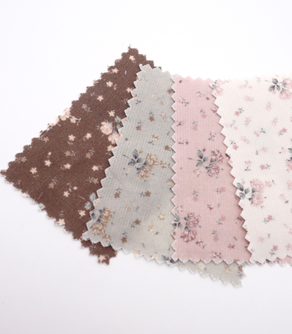 【25SS-117】小花柄プリントコーデュロイ　/0.5ｙあたり=～835円