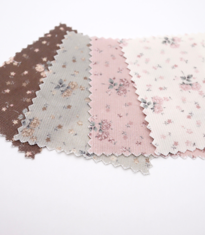 【25SS-117】小花柄プリントコーデュロイ　/0.5ｙあたり=～835円