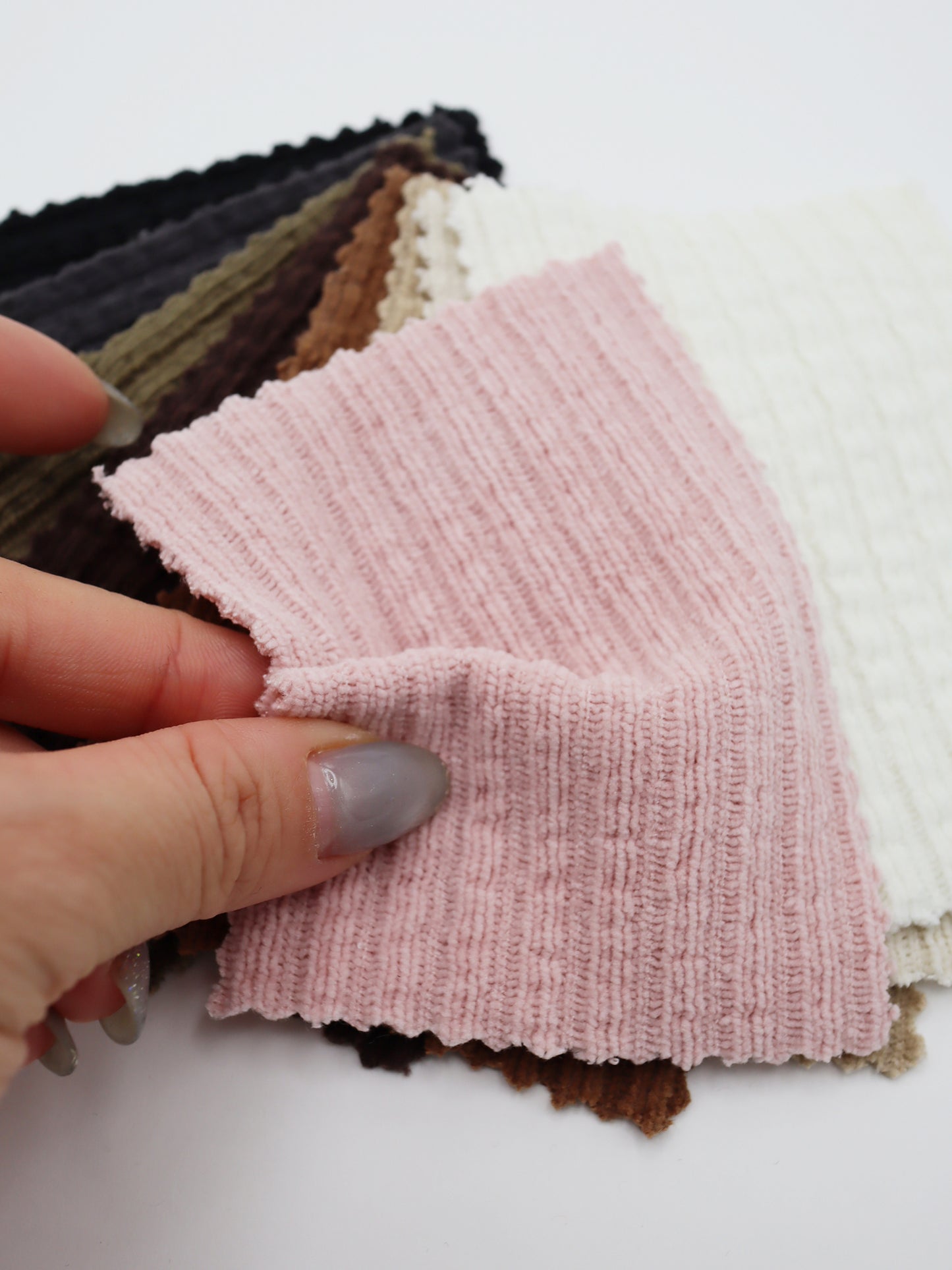 【25SS-174】モールヤーンウェーブリブ風二重織りニット　/0.5ｙあたり = ～1115円