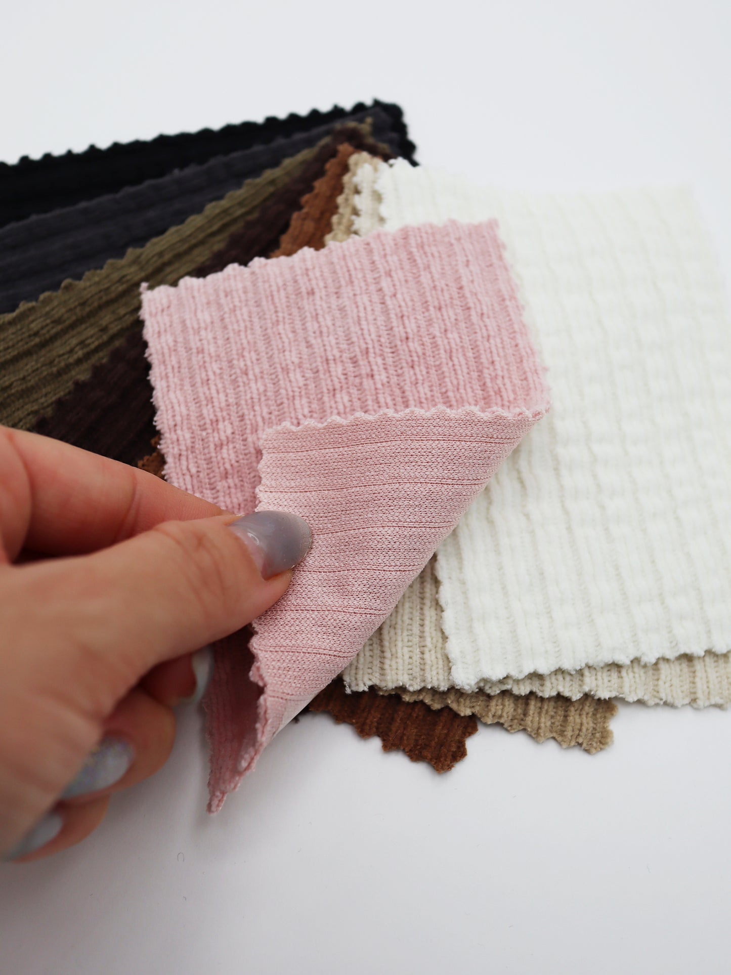 【25SS-174】モールヤーンウェーブリブ風二重織りニット　/0.5ｙあたり = ～1115円