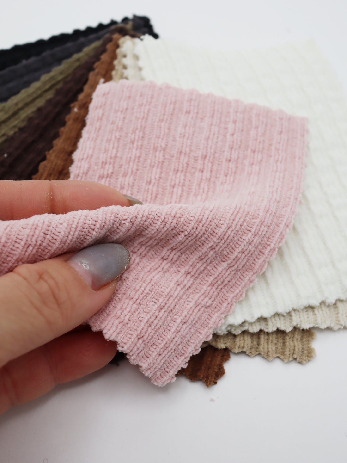 【25SS-174】モールヤーンウェーブリブ風二重織りニット　/0.5ｙあたり = ～1115円