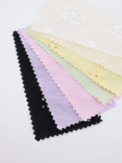 綿100%・アイレットフラワー刺繍ローン生地｜【生地幅】約132センチ 【混率】綿100％｜春夏ブラウス・ワンピース・子供服向け