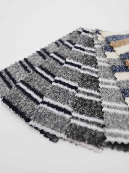 【25SS-180】起毛ボーダーリブ風二重織ニット　/0.5ｙあたり = ～1015円