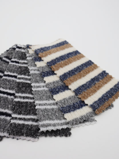 【25SS-180】起毛ボーダーリブ風二重織ニット　/0.5ｙあたり = ～1015円