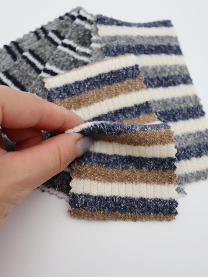 【25SS-180】起毛ボーダーリブ風二重織ニット　/0.5ｙあたり = ～1015円