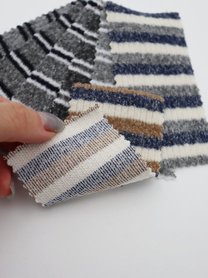 【25SS-180】起毛ボーダーリブ風二重織ニット　/0.5ｙあたり = ～1015円