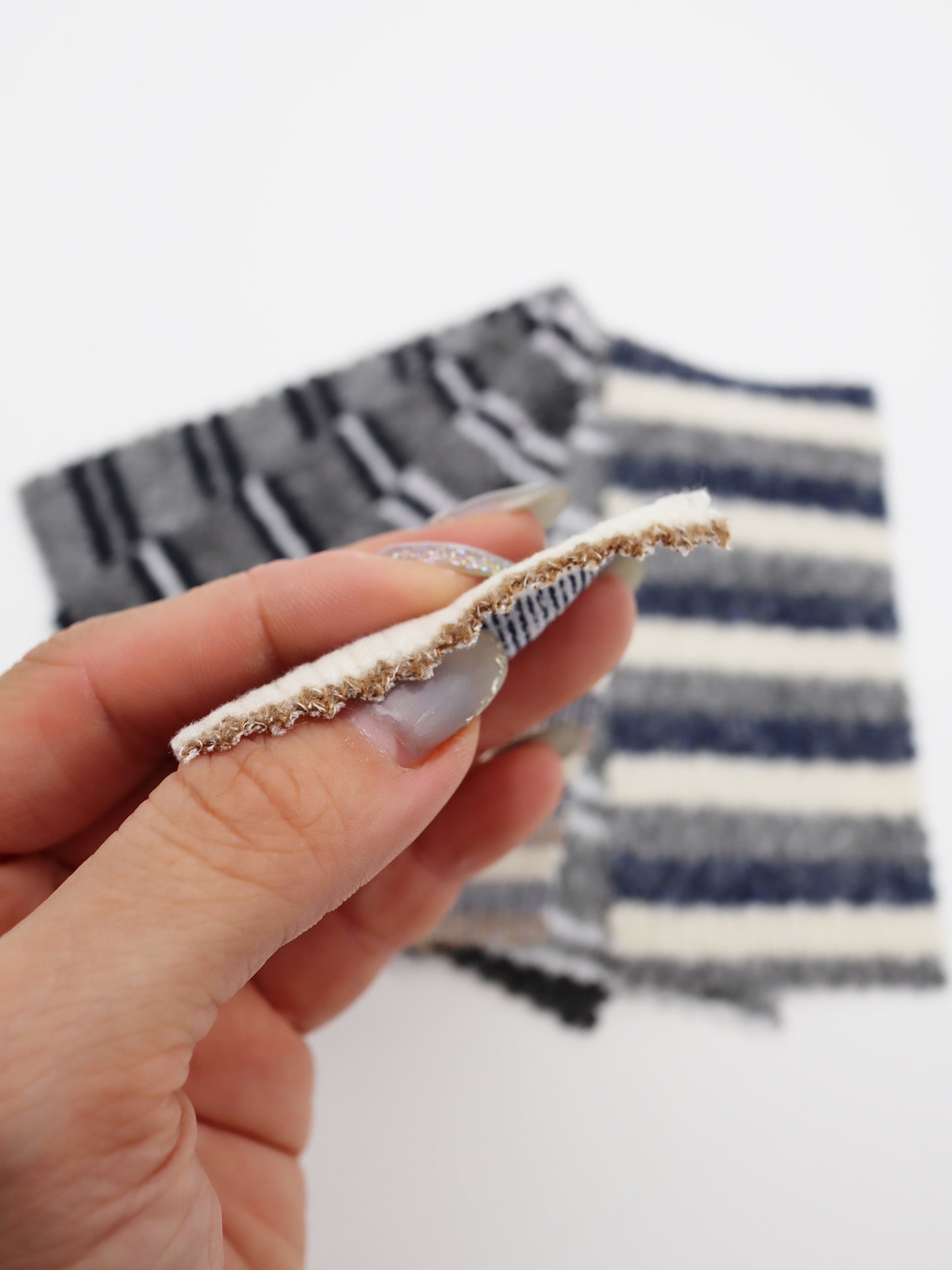 【25SS-180】起毛ボーダーリブ風二重織ニット　/0.5ｙあたり = ～1015円