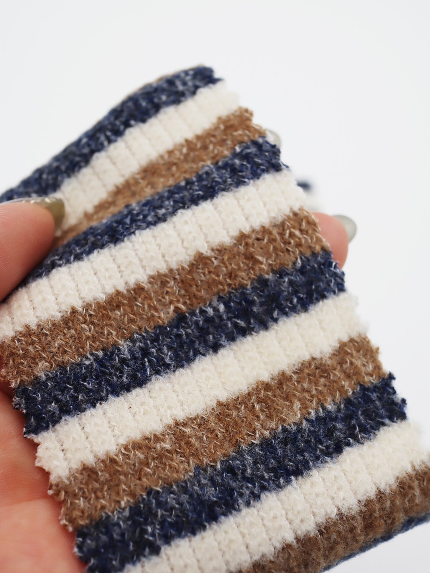 【25SS-180】起毛ボーダーリブ風二重織ニット　/0.5ｙあたり = ～1015円