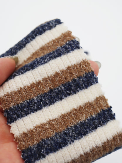 【25SS-180】起毛ボーダーリブ風二重織ニット　/0.5ｙあたり = ～1015円