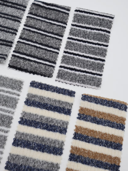 【25SS-180】起毛ボーダーリブ風二重織ニット　/0.5ｙあたり = ～1015円