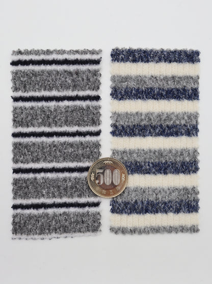 【25SS-180】起毛ボーダーリブ風二重織ニット　/0.5ｙあたり = ～1015円