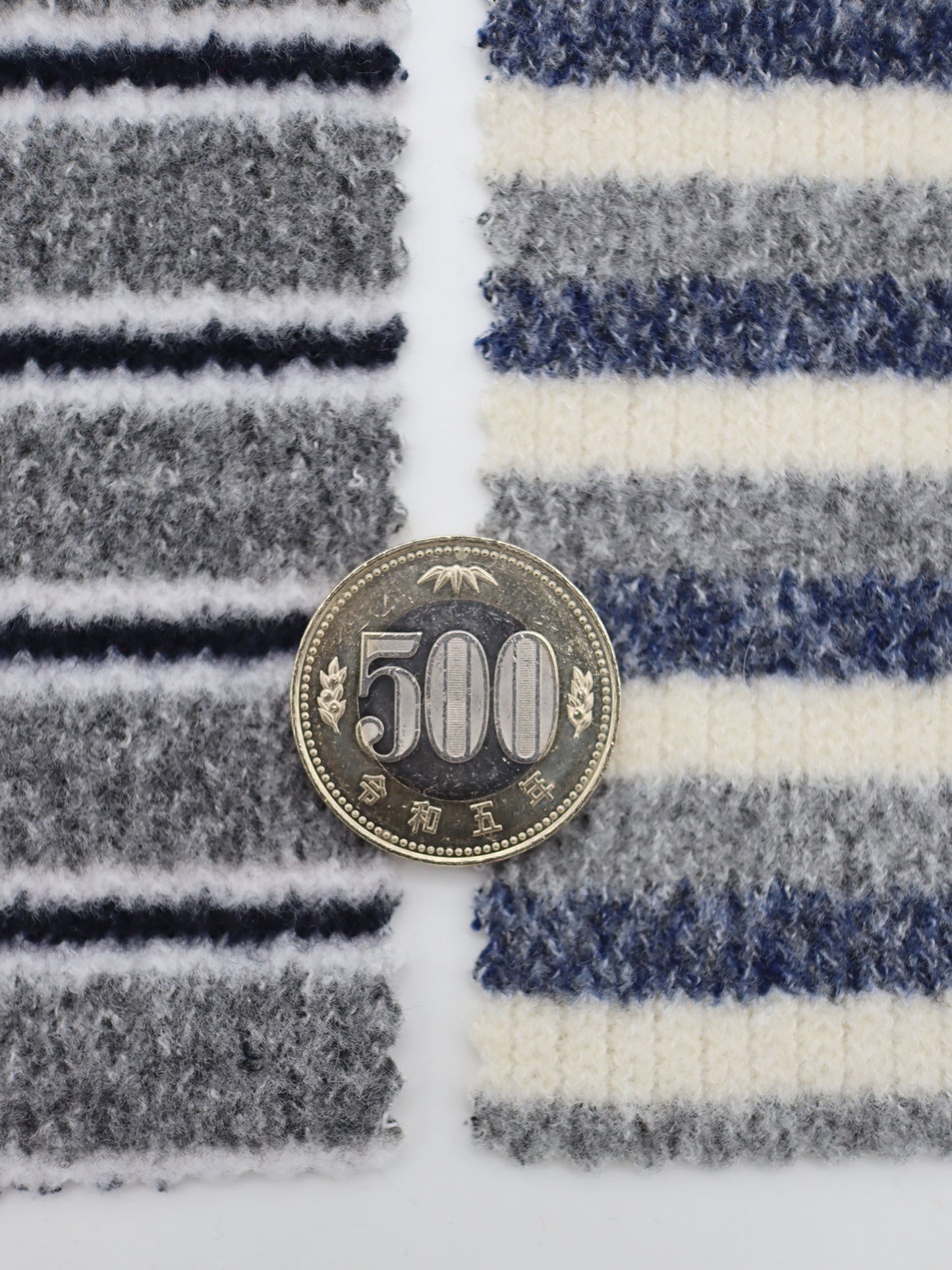 【25SS-180】起毛ボーダーリブ風二重織ニット　/0.5ｙあたり = ～1015円