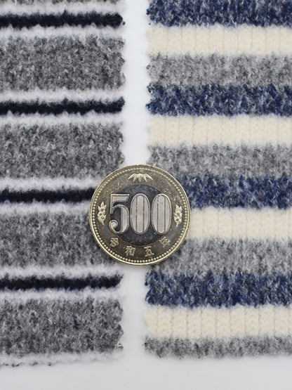 【25SS-180】起毛ボーダーリブ風二重織ニット　/0.5ｙあたり = ～1015円