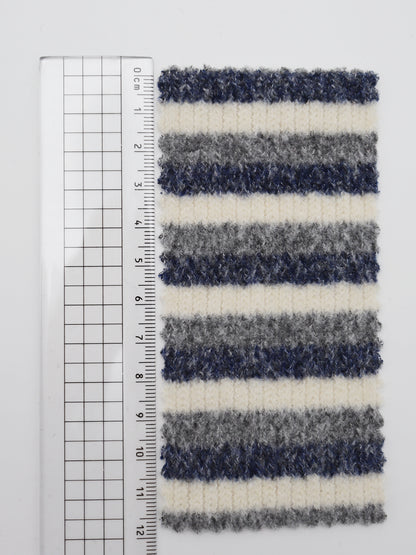 【25SS-180】起毛ボーダーリブ風二重織ニット　/0.5ｙあたり = ～1015円
