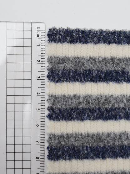 【25SS-180】起毛ボーダーリブ風二重織ニット　/0.5ｙあたり = ～1015円