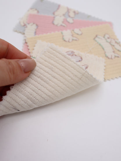 おさんぽプードルプリント・マイクロステッチヌビ生地｜【生地幅】約139センチ 【混率】綿100％｜ドッグウェア・バッグ・ポーチ・生活雑貨向き