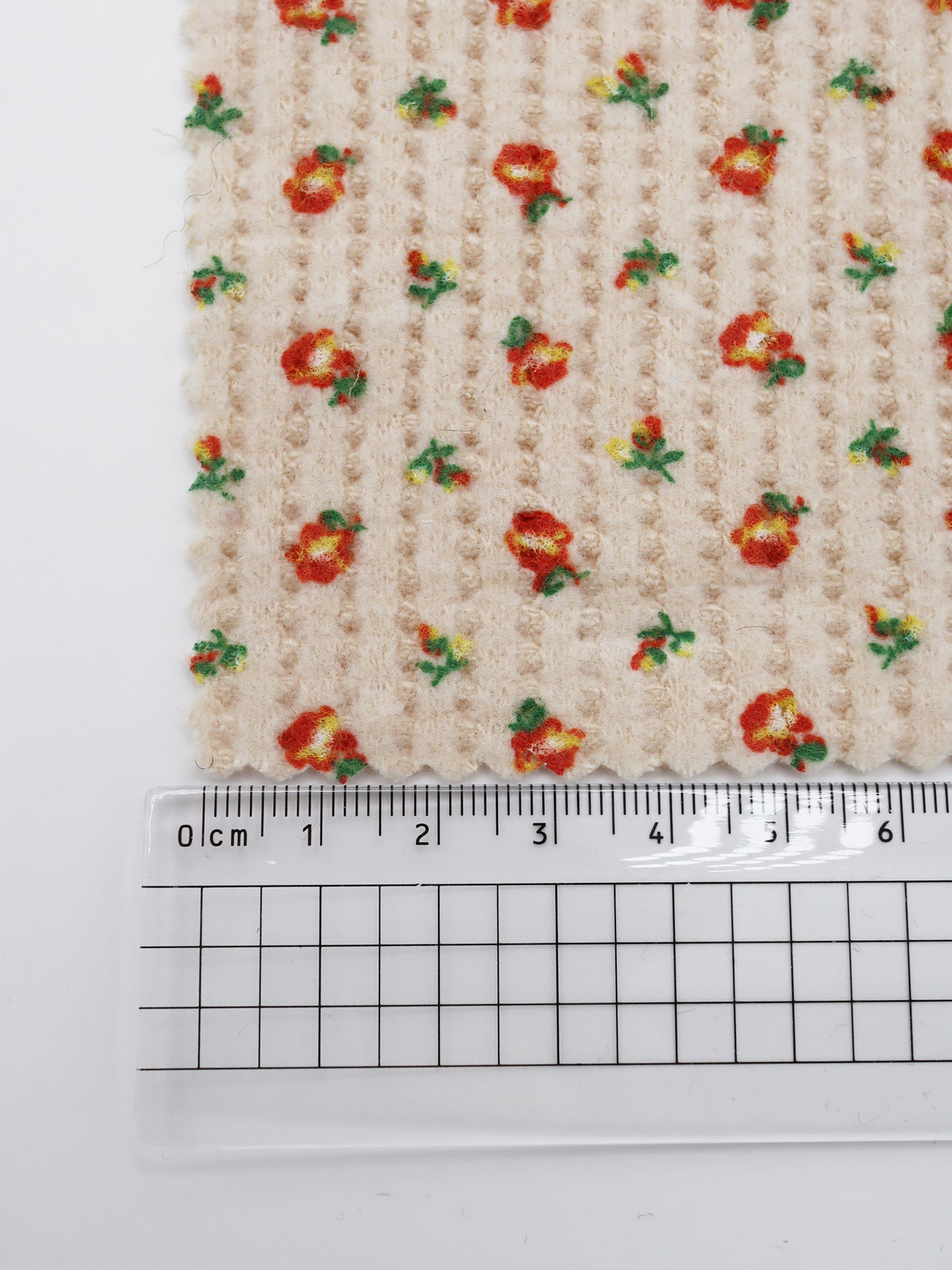 【25SS-135】起毛小花柄プリントワッフルニット　/0.5ｙあたり = ～1240円