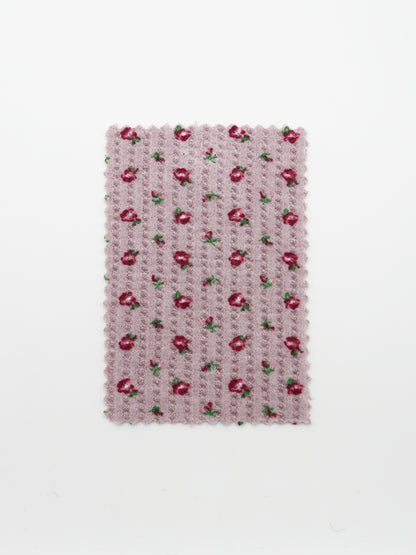 【25SS-135】起毛小花柄プリントワッフルニット　/0.5ｙあたり = ～1240円