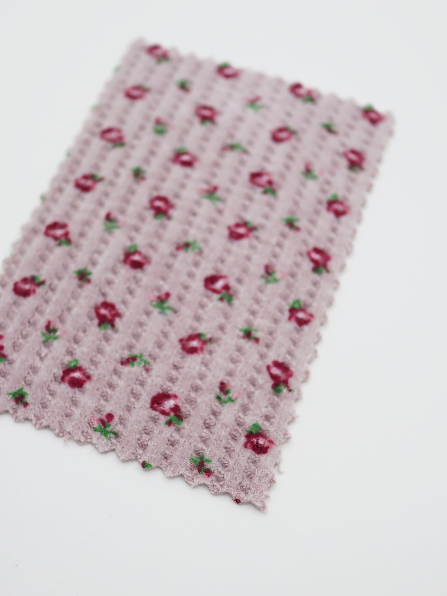 【25SS-135】起毛小花柄プリントワッフルニット　/0.5ｙあたり = ～1240円