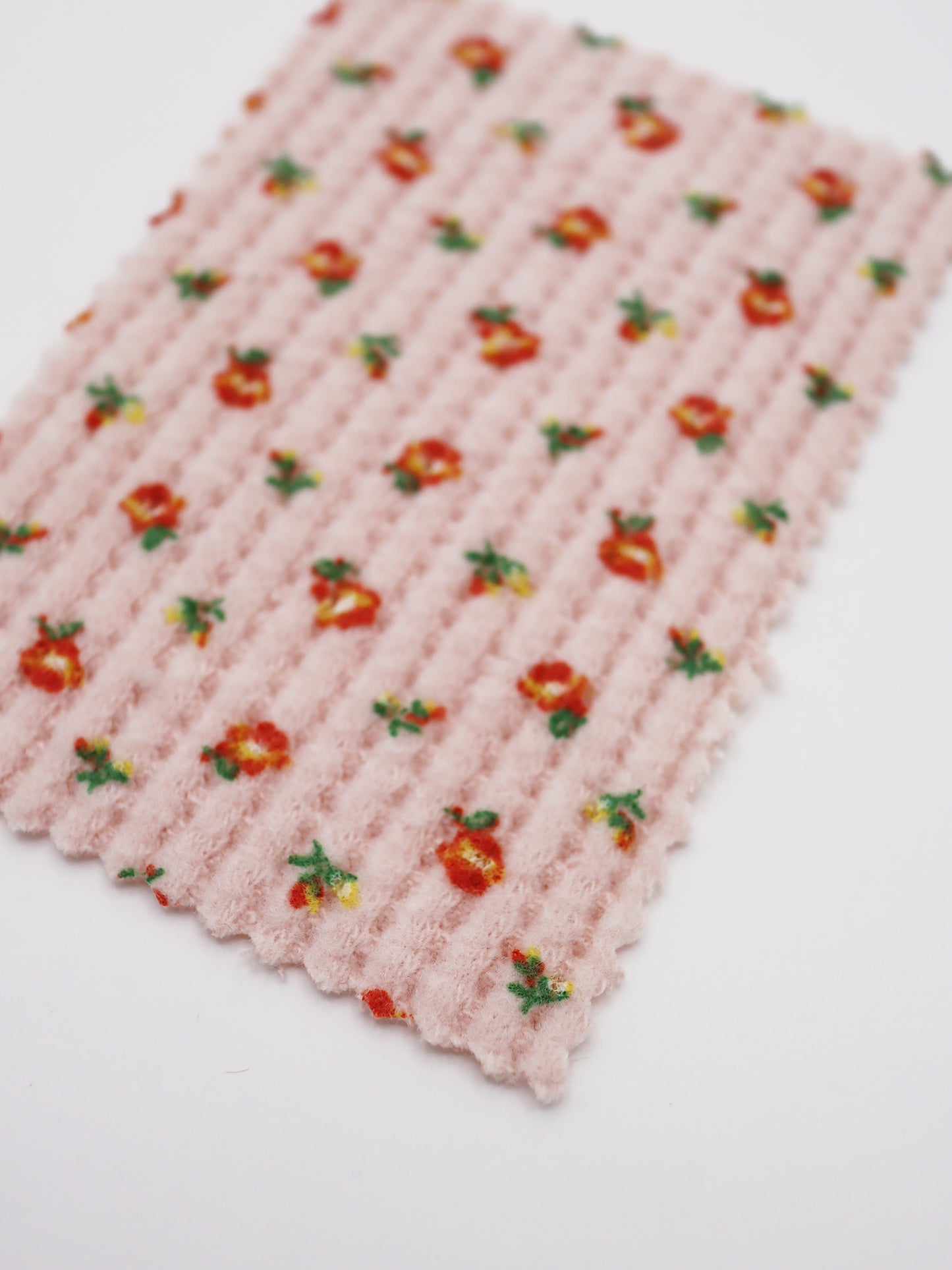 【25SS-135】起毛小花柄プリントワッフルニット　/0.5ｙあたり = ～1240円