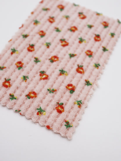 【25SS-135】起毛小花柄プリントワッフルニット　/0.5ｙあたり = ～1240円