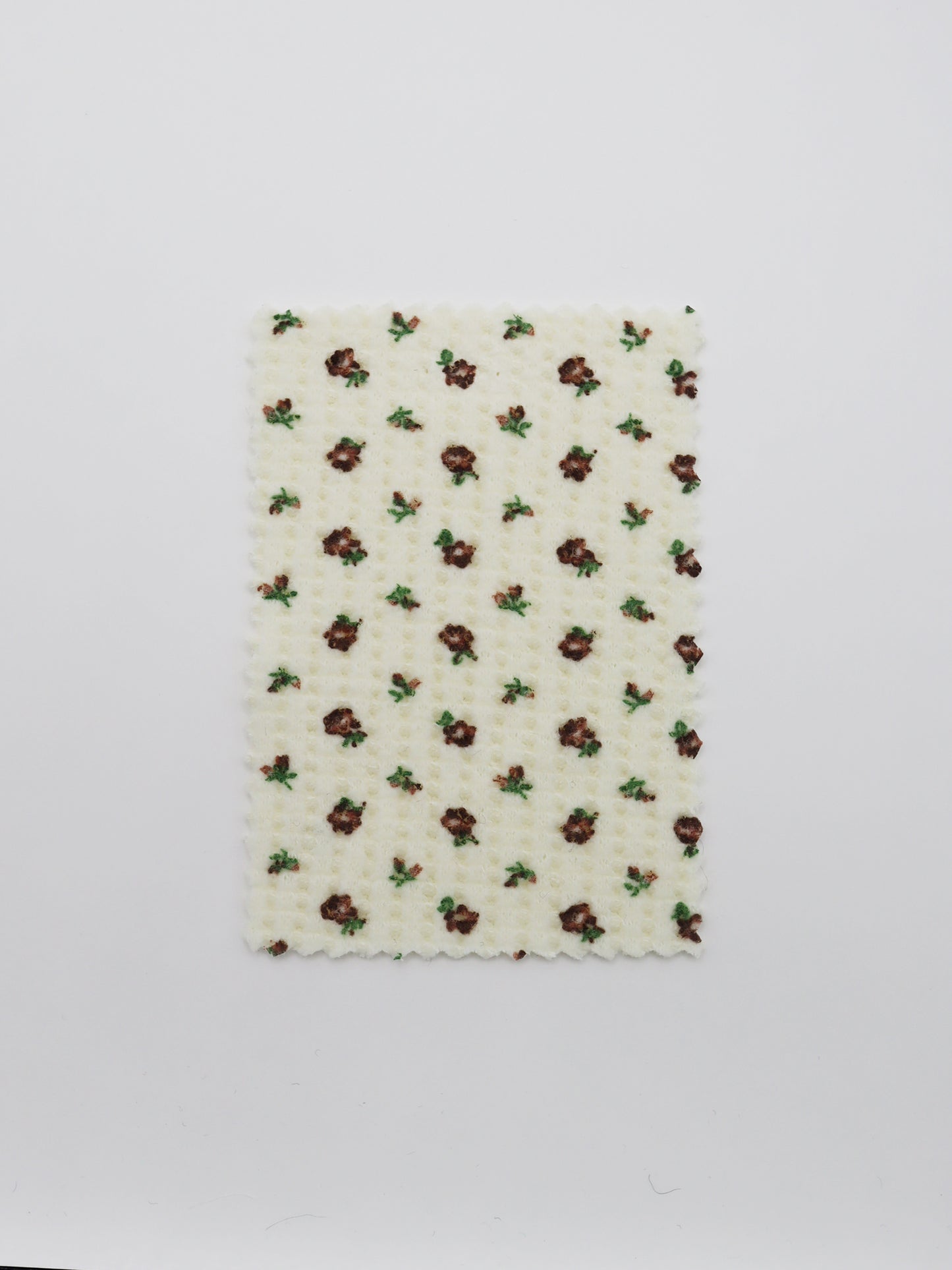 【25SS-135】起毛小花柄プリントワッフルニット　/0.5ｙあたり = ～1240円