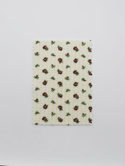 【25SS-135】起毛小花柄プリントワッフルニット　/0.5ｙあたり = ～1240円