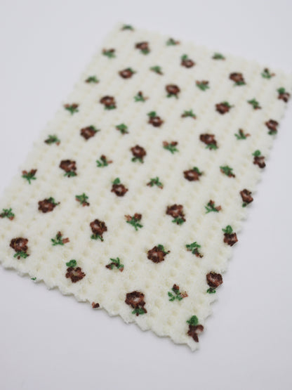 【25SS-135】起毛小花柄プリントワッフルニット　/0.5ｙあたり = ～1240円