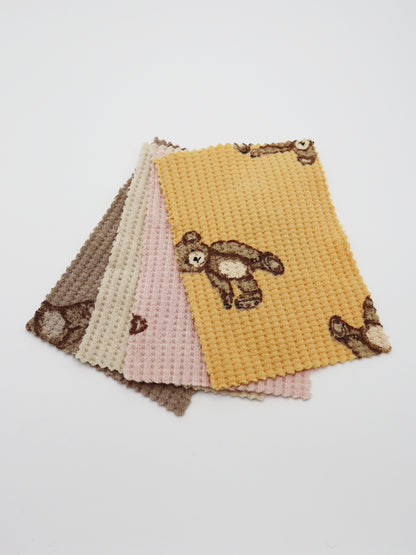 【25SS-136】くまさんプリントワッフルニット　/0.5ｙあたり = ～1200円