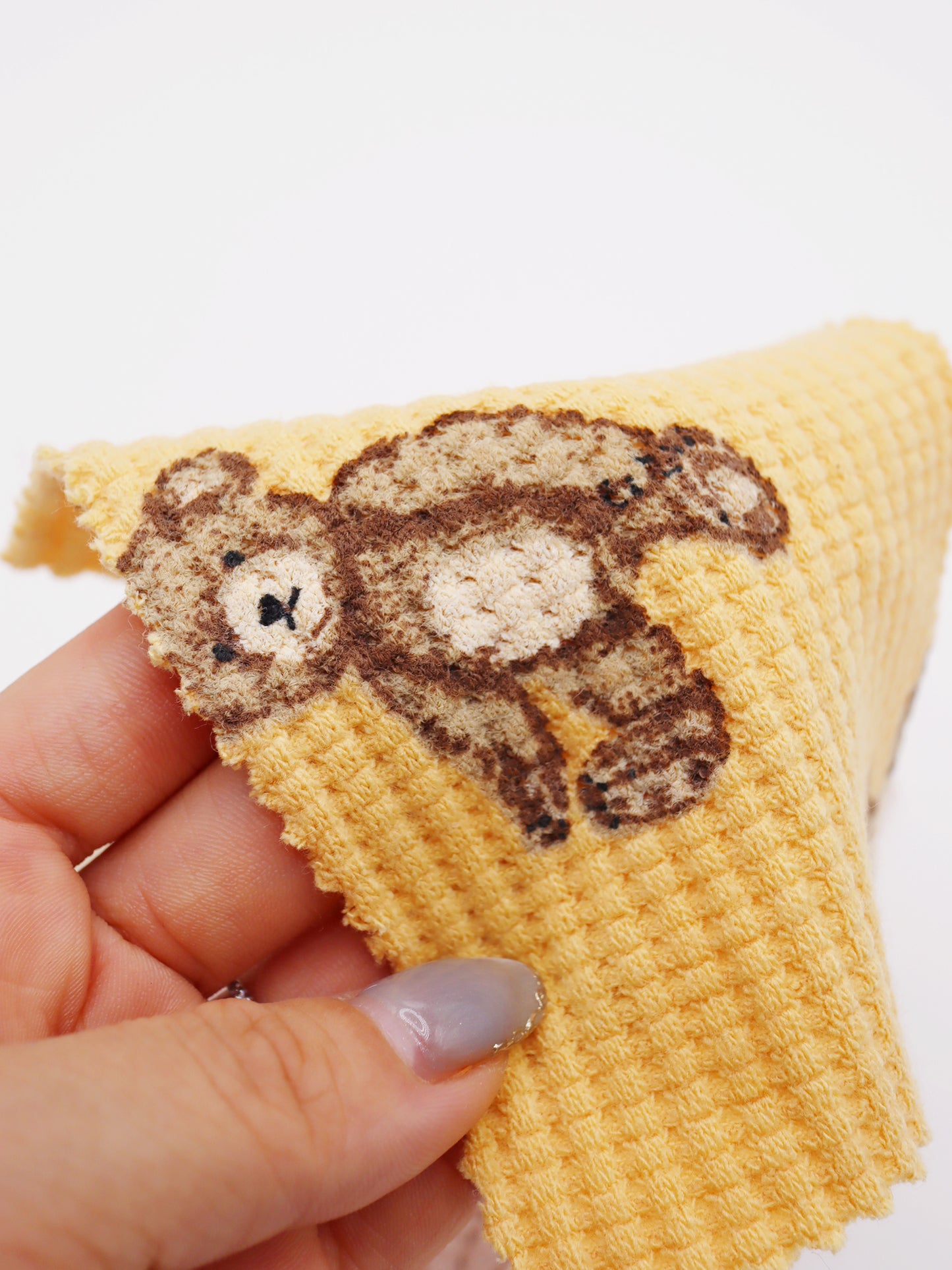 【25SS-136】くまさんプリントワッフルニット　/0.5ｙあたり = ～1200円