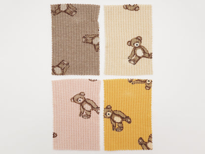 【25SS-136】くまさんプリントワッフルニット　/0.5ｙあたり = ～1200円