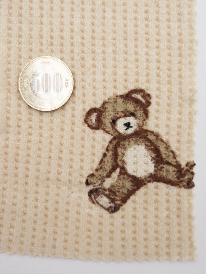 【25SS-136】くまさんプリントワッフルニット　/0.5ｙあたり = ～1200円