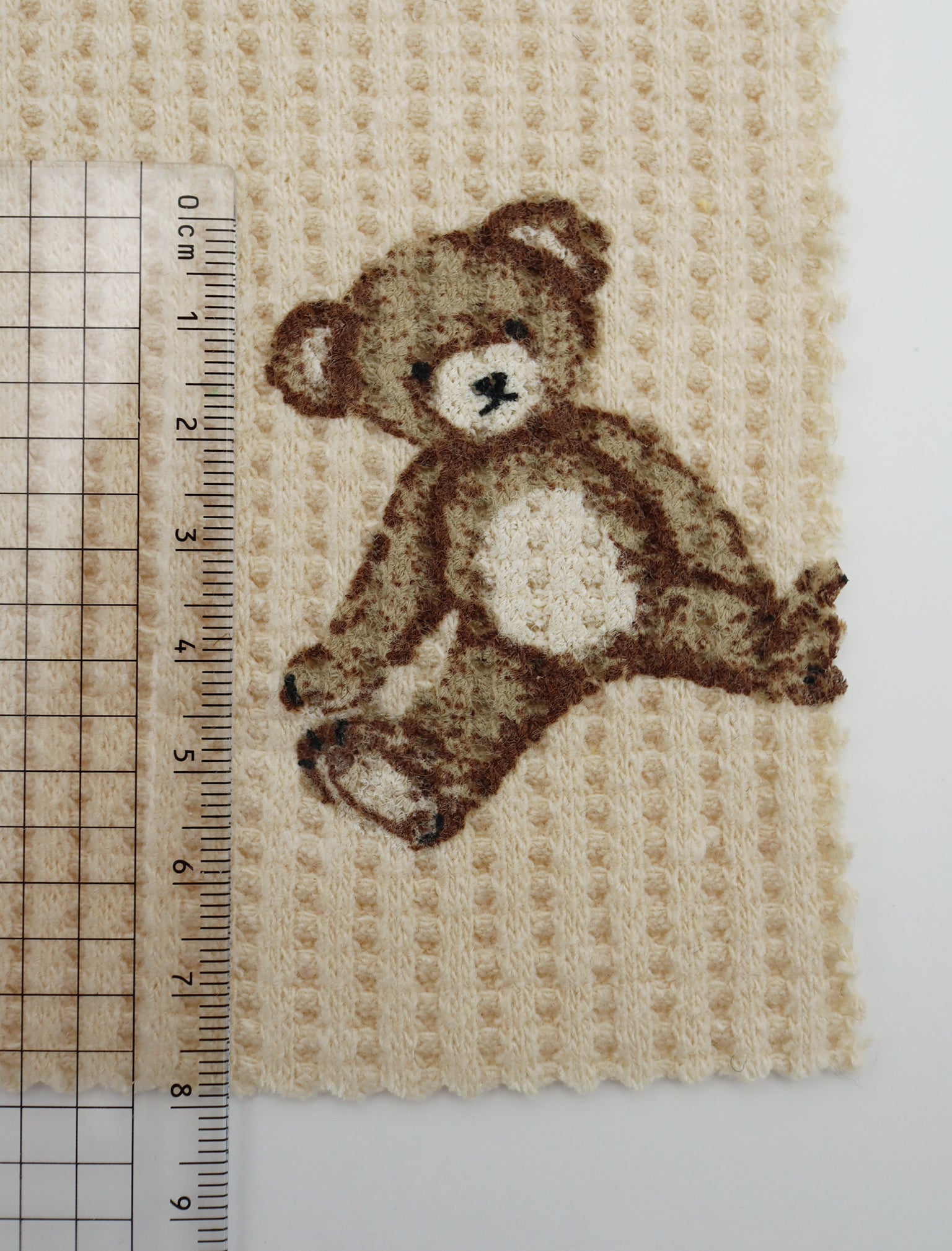 25SS-136】くまさんプリントワッフルニット /0.5yあたり = ～1200円