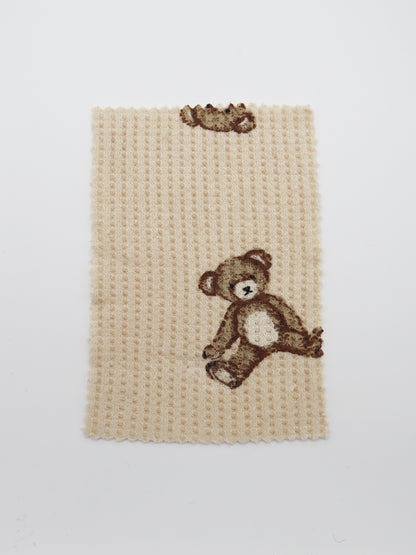 【25SS-136】くまさんプリントワッフルニット　/0.5ｙあたり = ～1200円