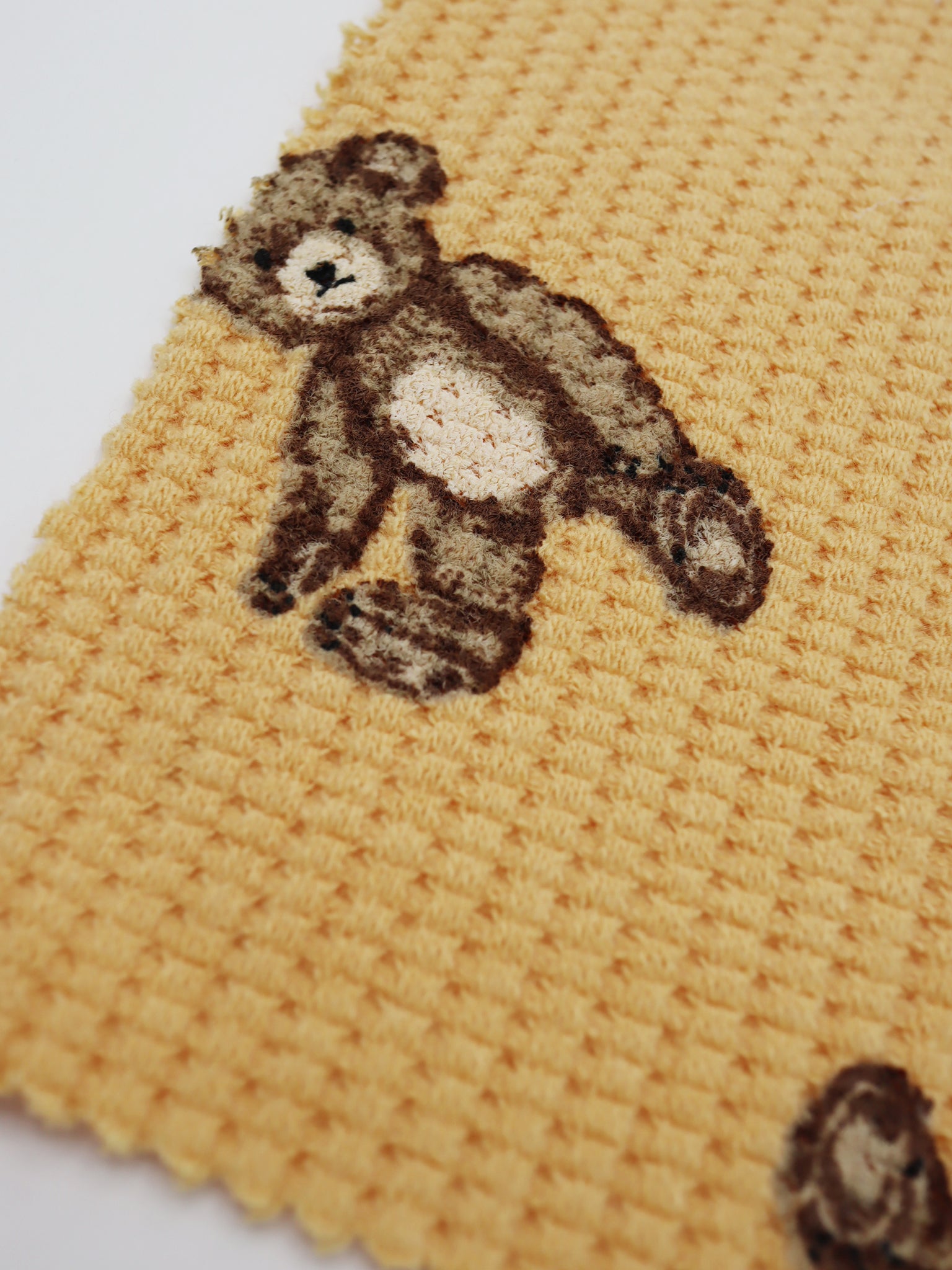 25SS-136】くまさんプリントワッフルニット /0.5yあたり = ～1200円