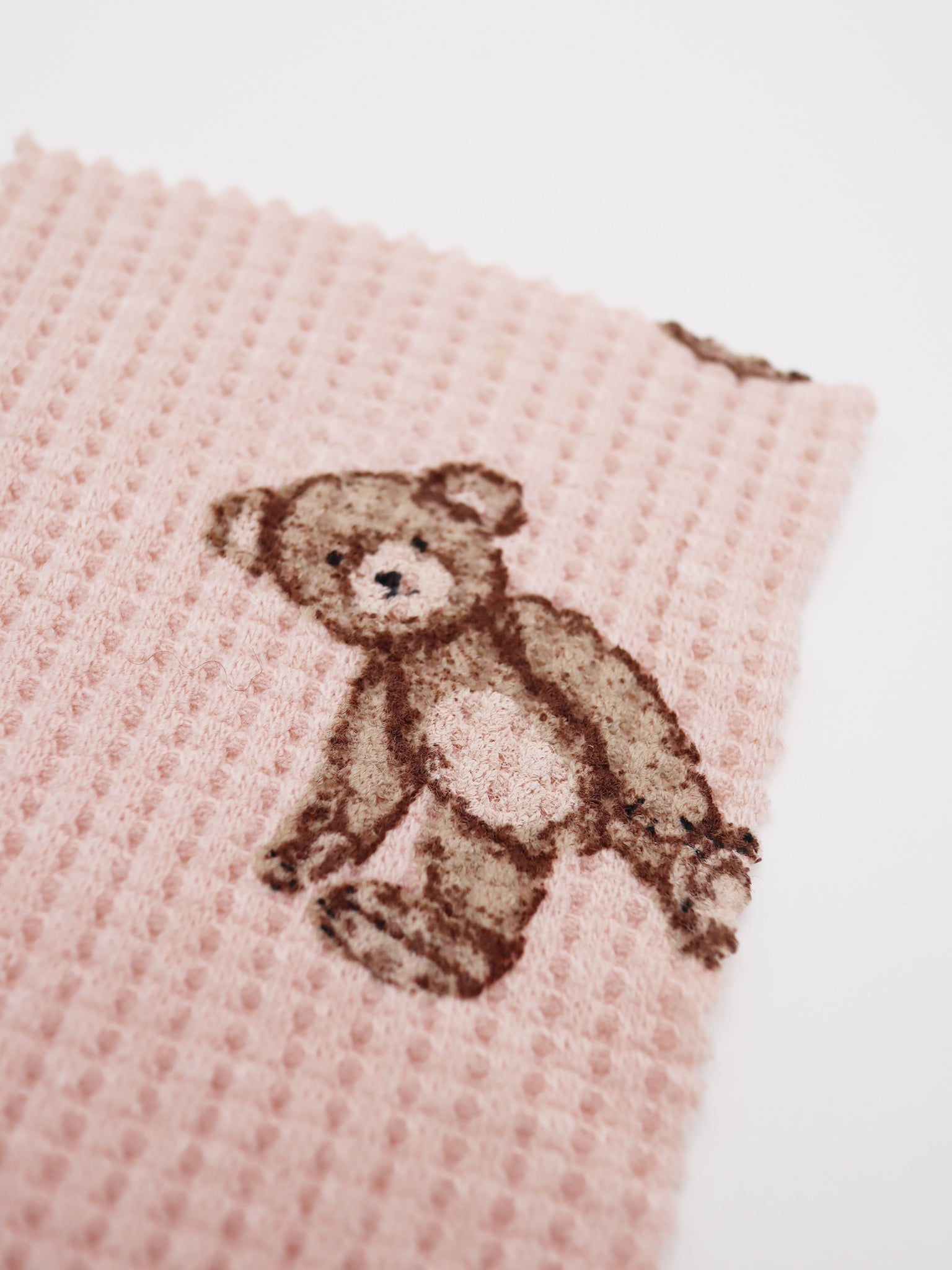 25SS-136】くまさんプリントワッフルニット /0.5yあたり = ～1200円