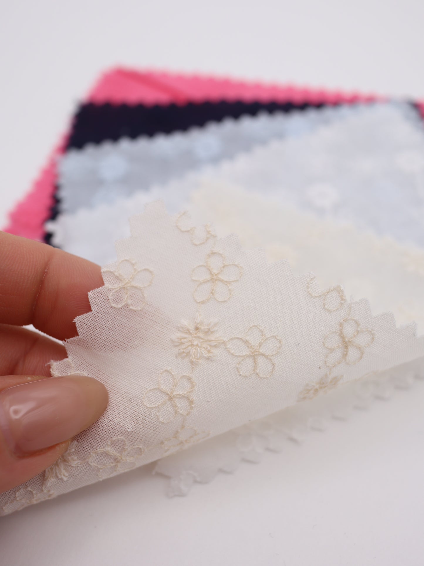 綿100%・プチフラワー刺繍ローン生地｜【生地幅】約129センチ 【混率】綿100％｜春夏ブラウス・ワンピース・子供服向け