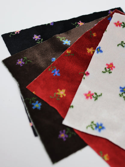 【25SS-132】小花柄プリントストレッチベロア　/0.5ｙあたり = ～1040円