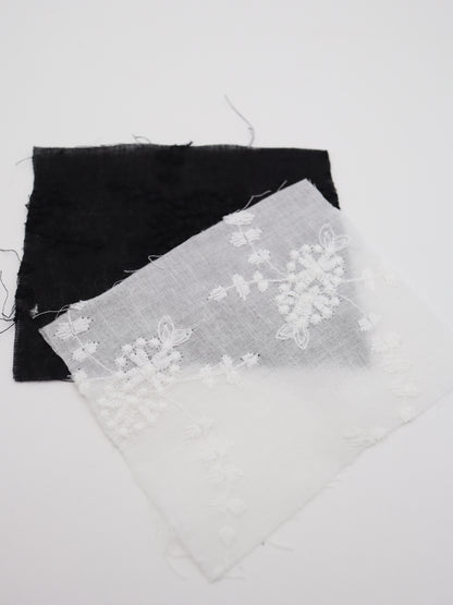 綿100%・草木柄ボタニカル刺繍ローン生地｜【生地幅】約132センチ 【混率】綿100％｜春夏ブラウス・ワンピ・子供服向け