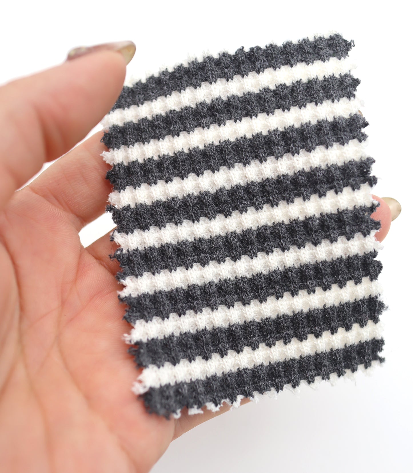 【25SS-362】先染めボーダーワッフルニット　/0.5ｙあたり = ～1025円