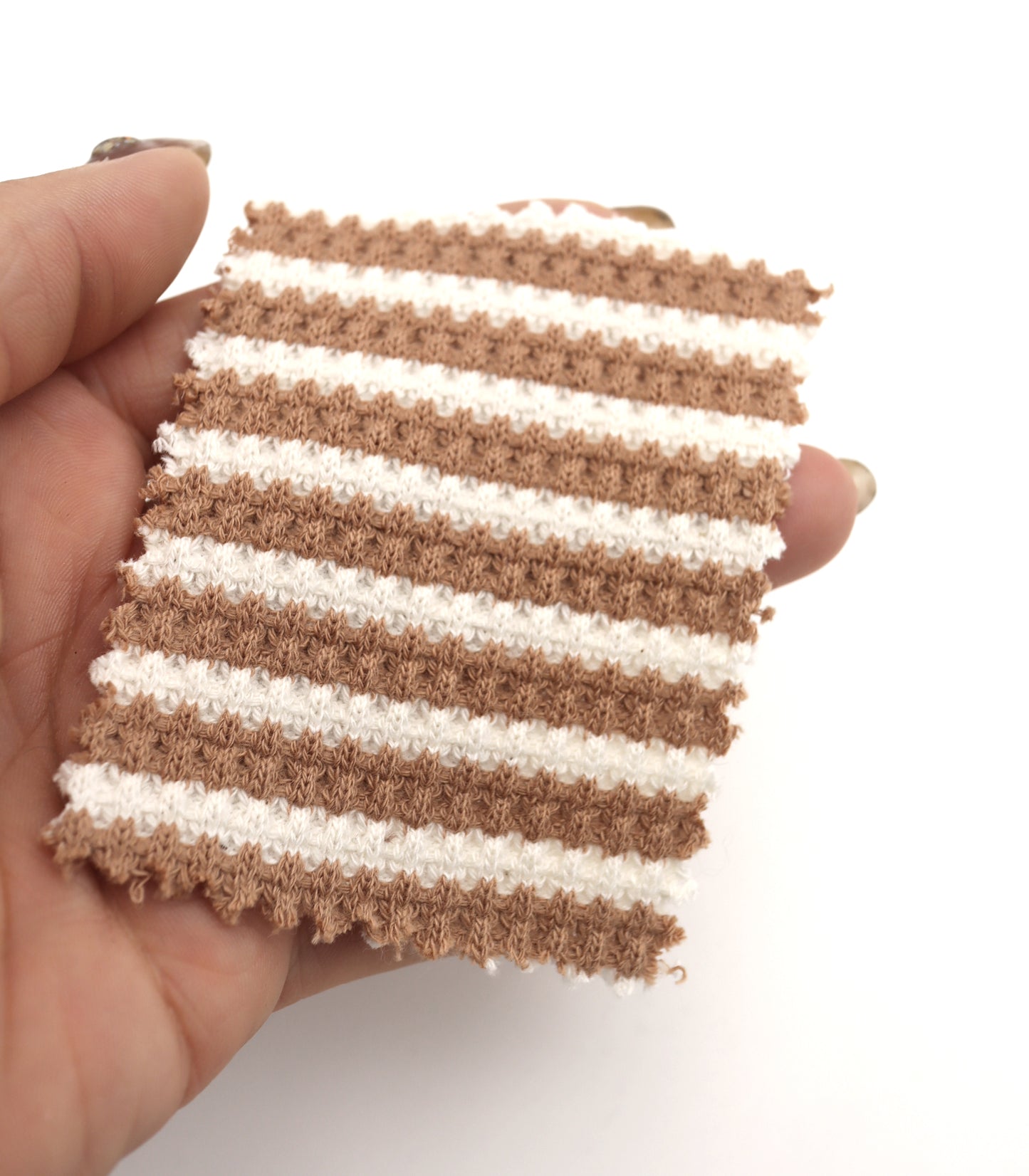 【25SS-362】先染めボーダーワッフルニット　/0.5ｙあたり = ～1025円