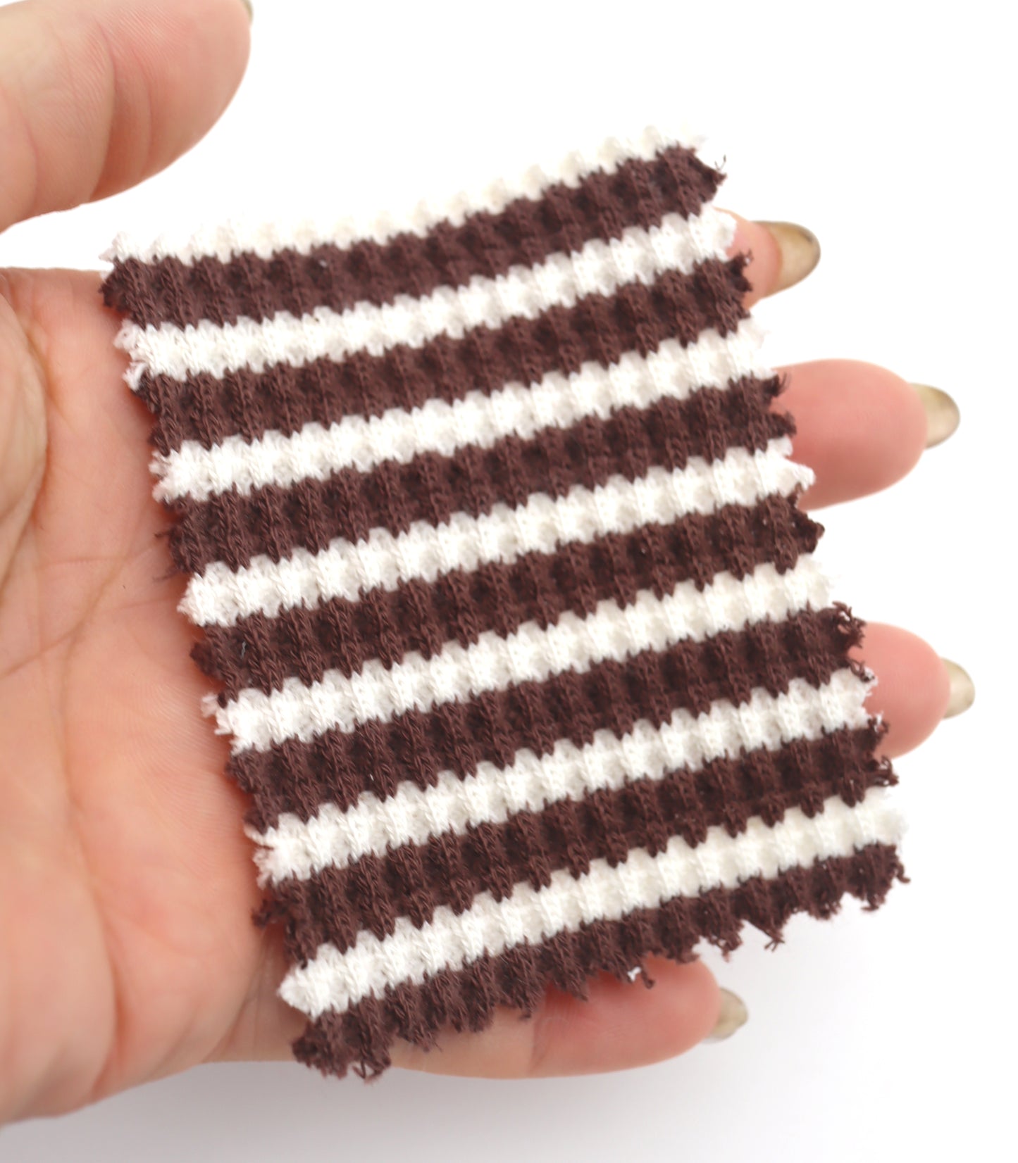 【25SS-362】先染めボーダーワッフルニット　/0.5ｙあたり = ～1025円