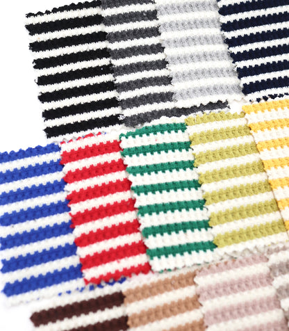 【25SS-362】先染めボーダーワッフルニット　/0.5ｙあたり = ～1025円